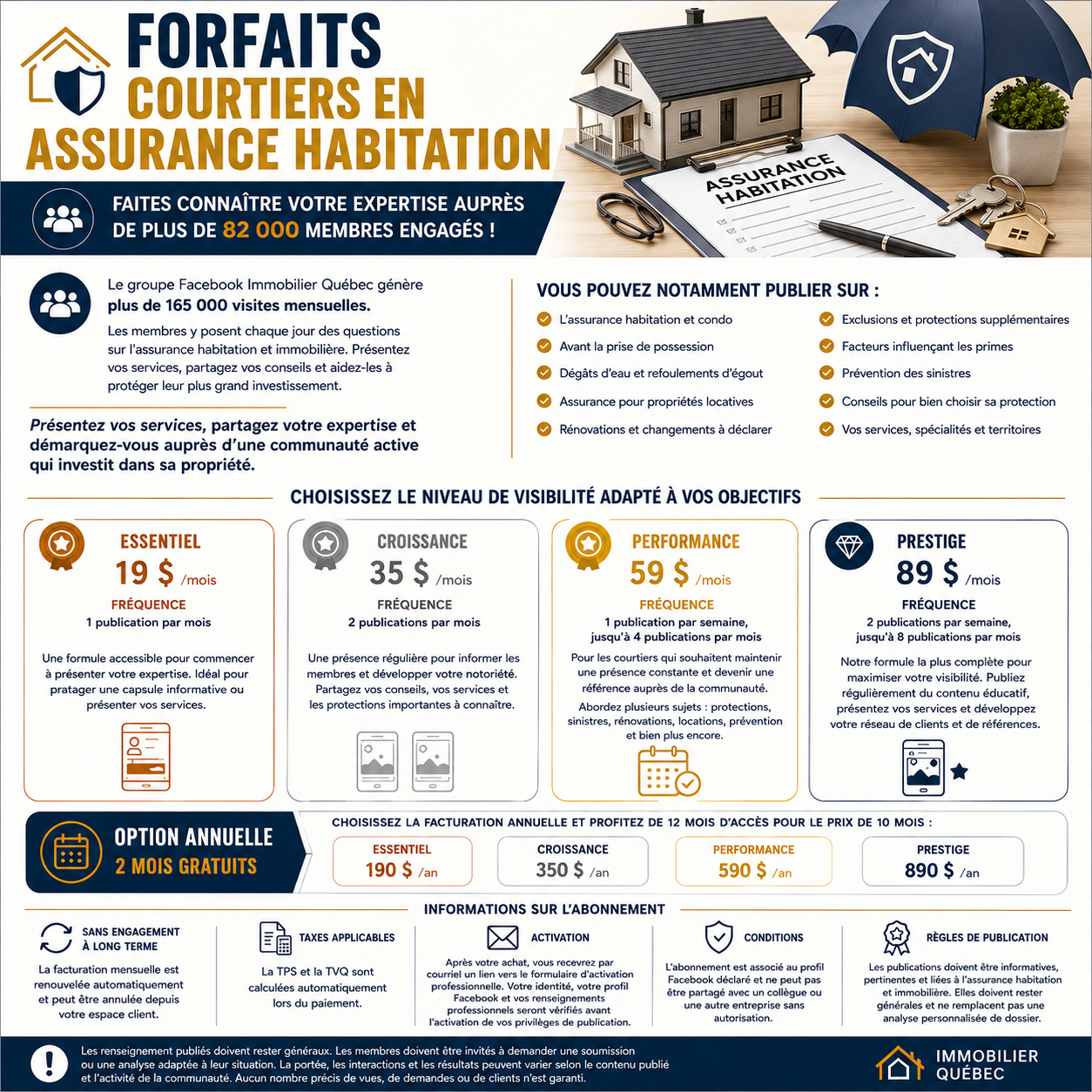Forfaits courtiers en assurance habitation